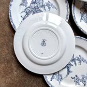 6 flat plates Clairefontaine - Léon Graves in ironstone, "Chardonnerets" service from the late 19th century.