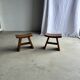 Small stool with a curved seat in Asian teak H36 W21