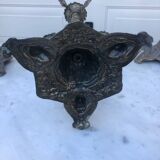 4 identical old brass candlesticks