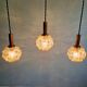 Amber bubble glass suspension trio, design H. Tynell, 1970