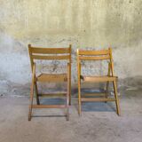 Pair of vintage folding wooden chairs