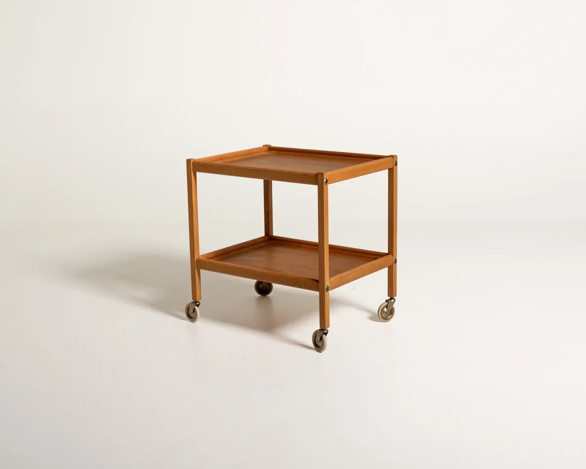 Scandinavian beech and oak trolley, 1960s