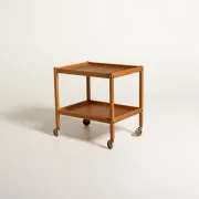 Chariot en hêtre et chêne scandinave, années 1960