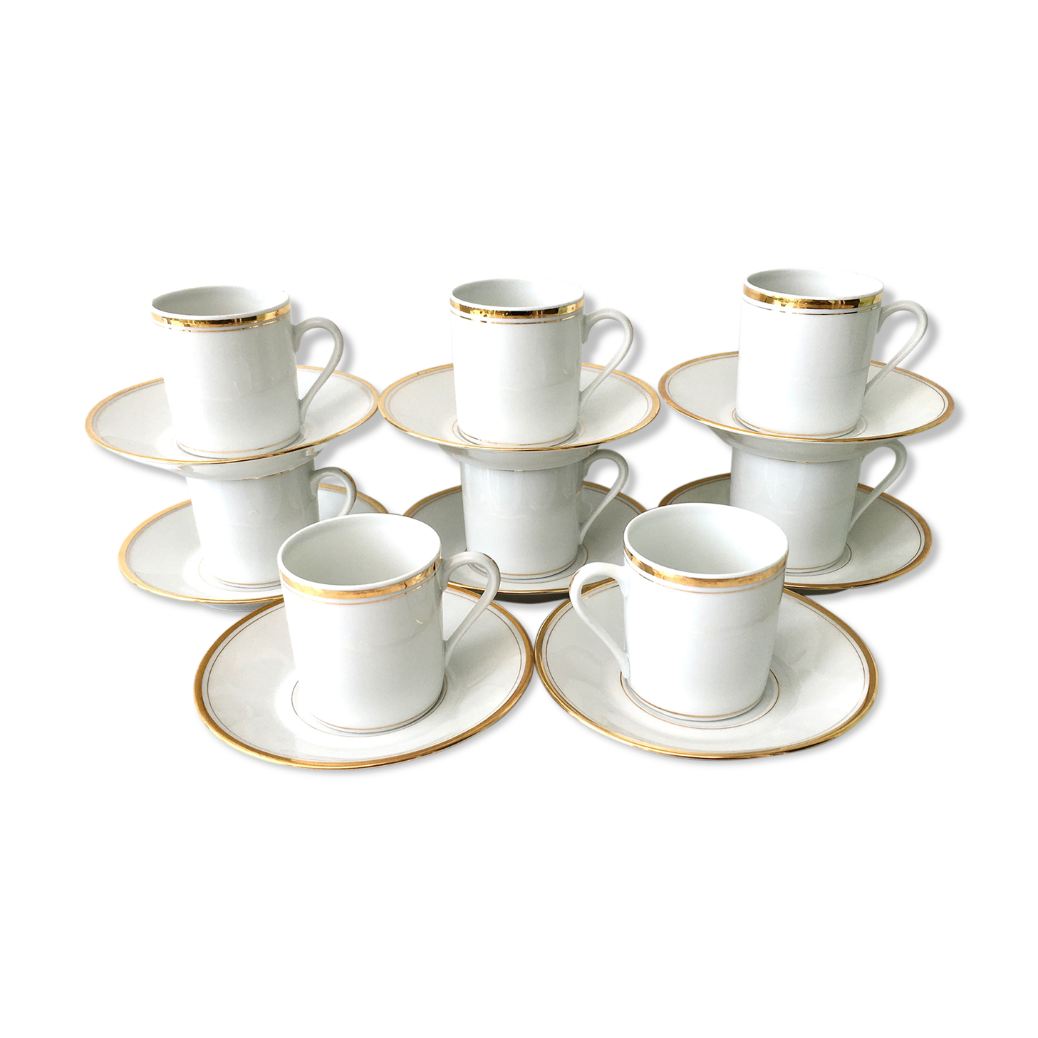 Set de 8 tasses à café en porcelaine de Sologne