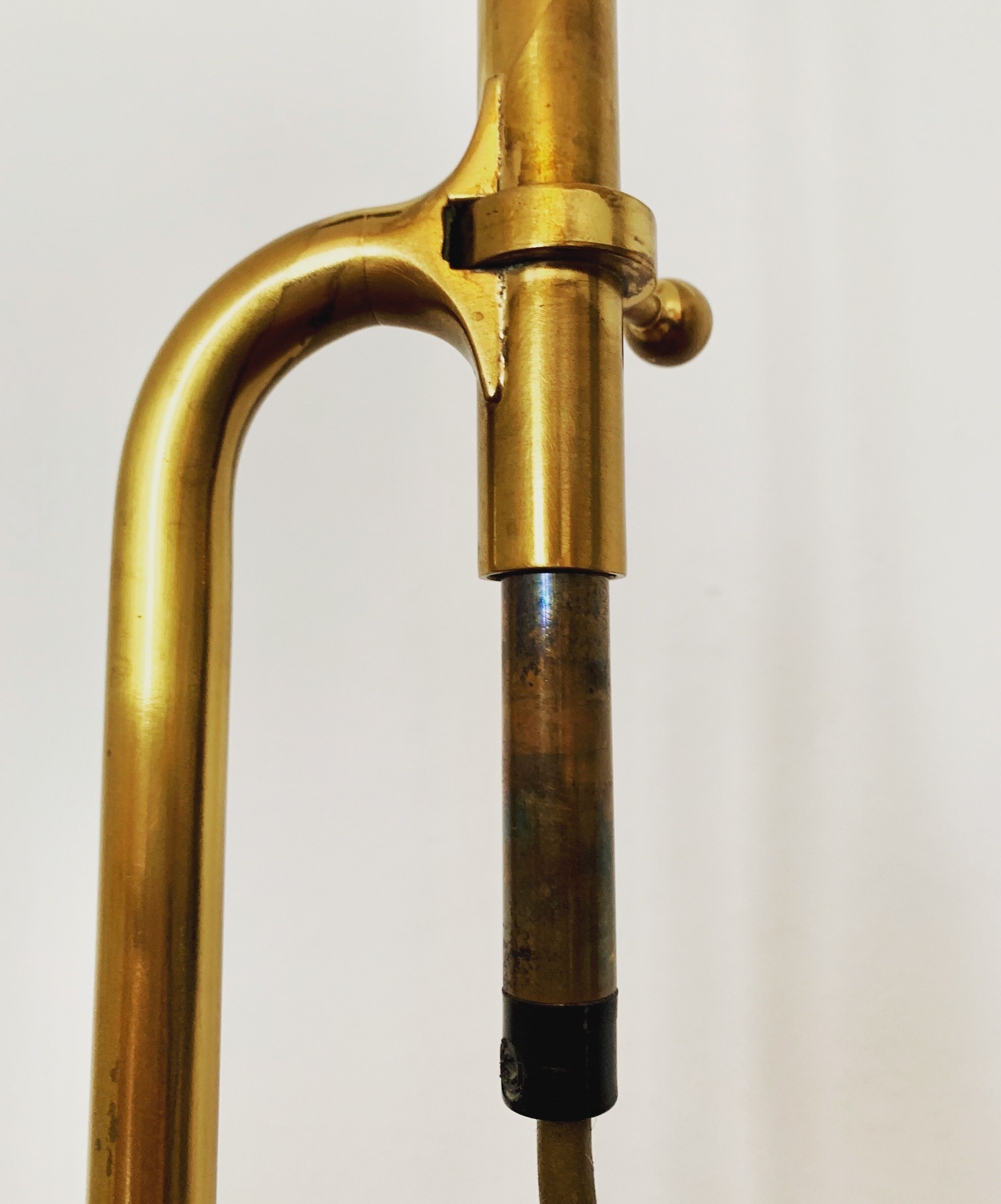1970s adjustable BOLA brass floor or table lamp by Florian Schulz