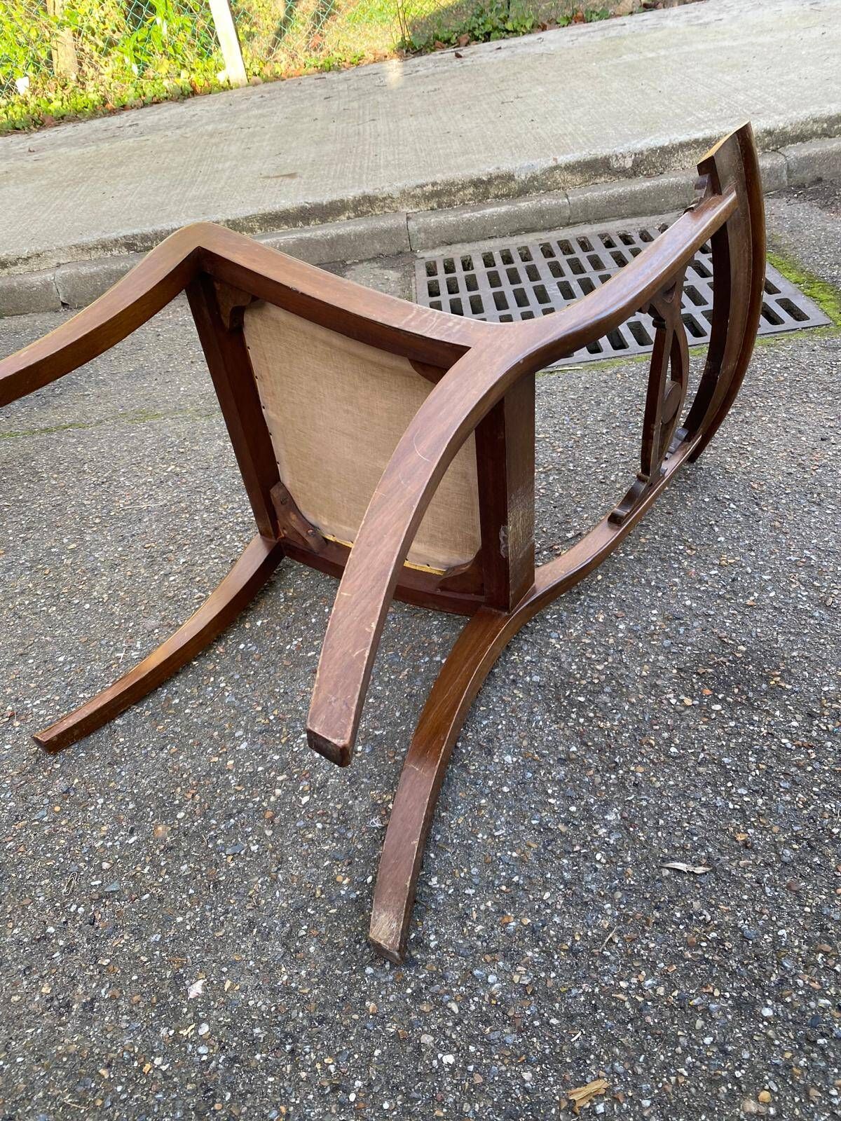 4 Regency chairs in solid wood and mustard yellow velvet fabric from the 19th century.