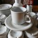 12 bistro coffee cups and 2 pots