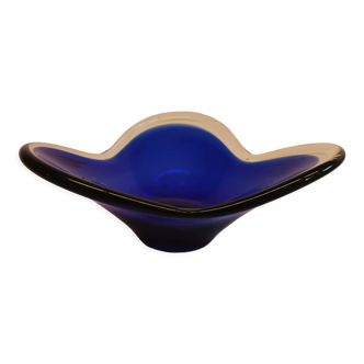 Fruit/salad platter/bowl, in thick blue glass