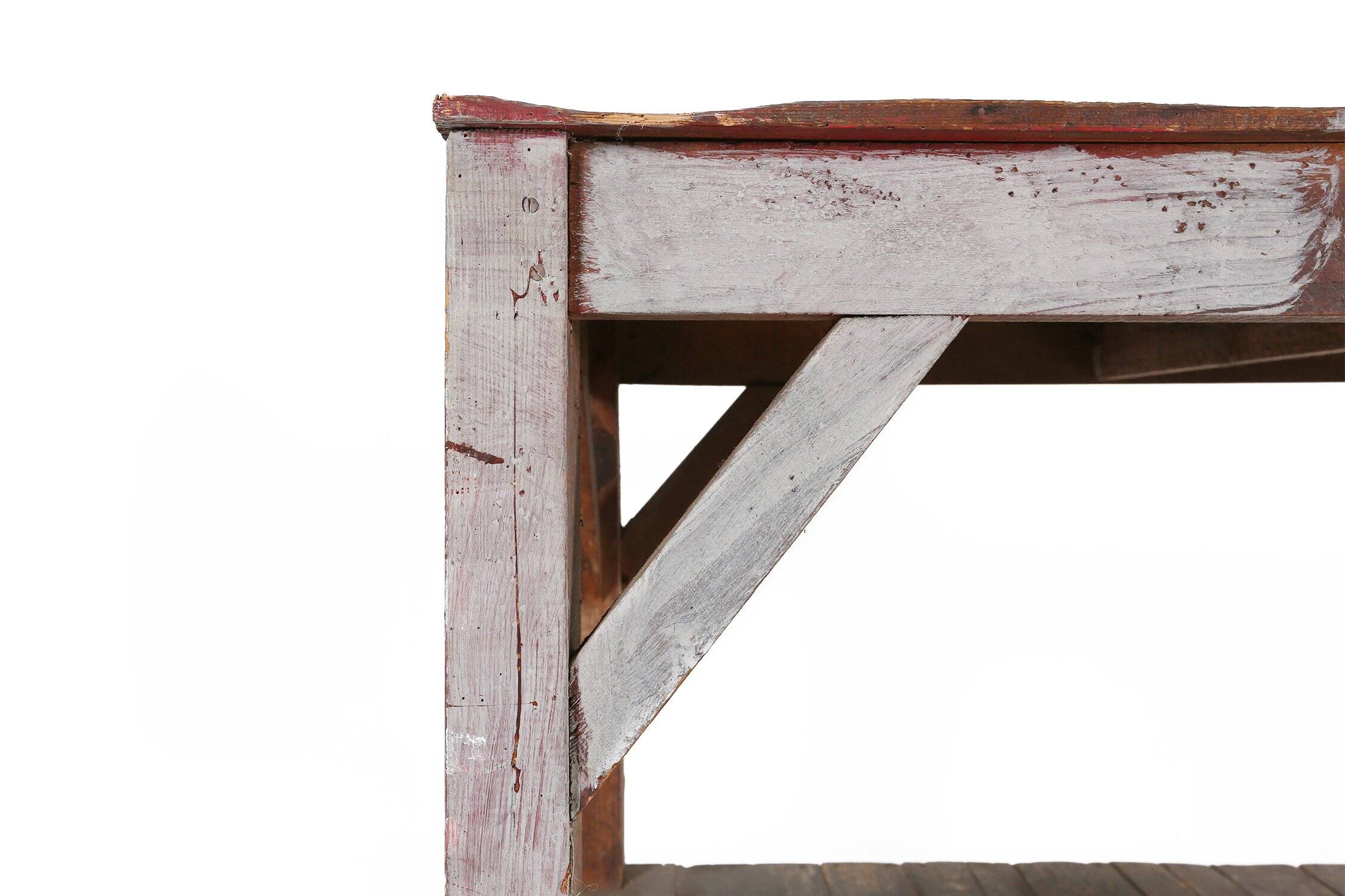 Table console industrielle française en bois, années 1920