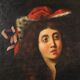 Ancient painting with a religious subject, oil on canvas, 18th century.