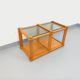 Vintage rectangular coffee table in pine and smoked glass from the 70s and 80s.