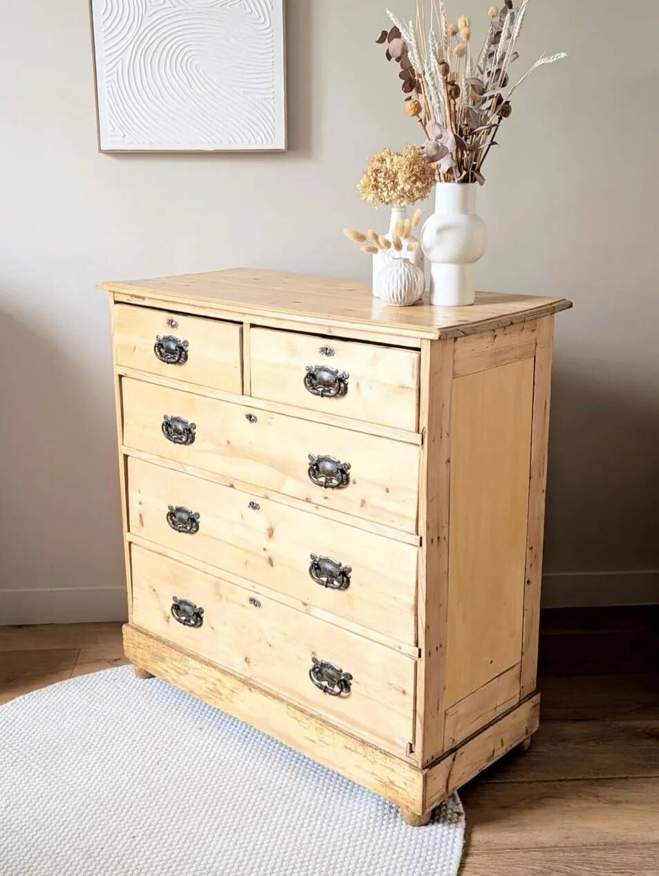 Commode anglaise antique en pin massif