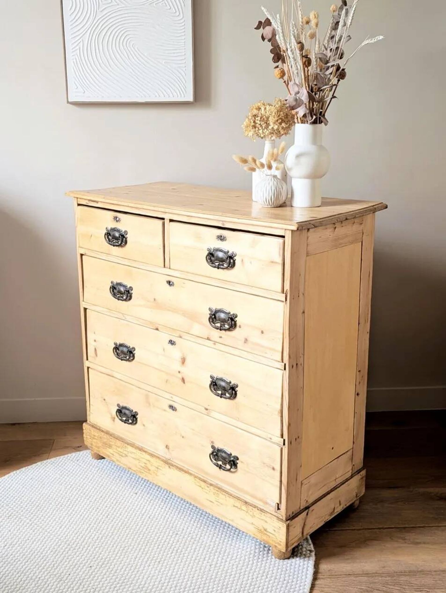 Antique English pine chest of drawers