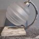Art deco lamp white marble base, satin frosted glass tulip
