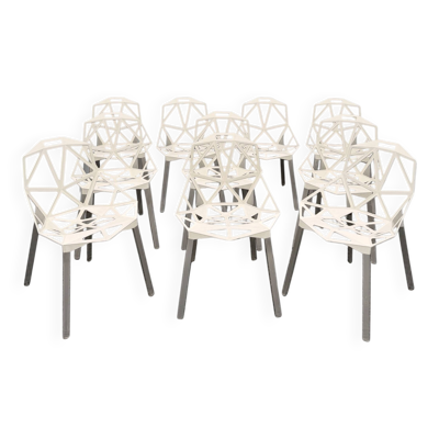 Lot 10 Chaises Chair One Magis Blanc Crème Grcic   Provenance Louvre