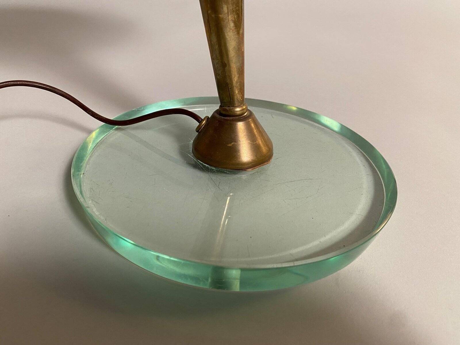 Crystal and Brass Table Lamp attributed to Pietro Chiesa for Fontana Arte, Italy, 1950s