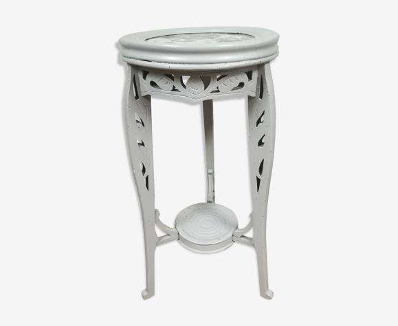 Harness top marble red foot wood painted gray taupe - door plant