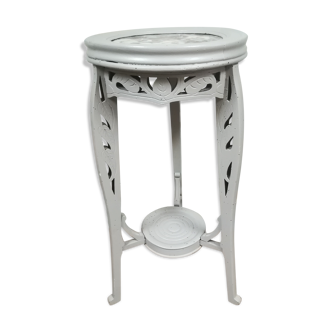 Harness top marble red foot wood painted gray taupe - door plant
