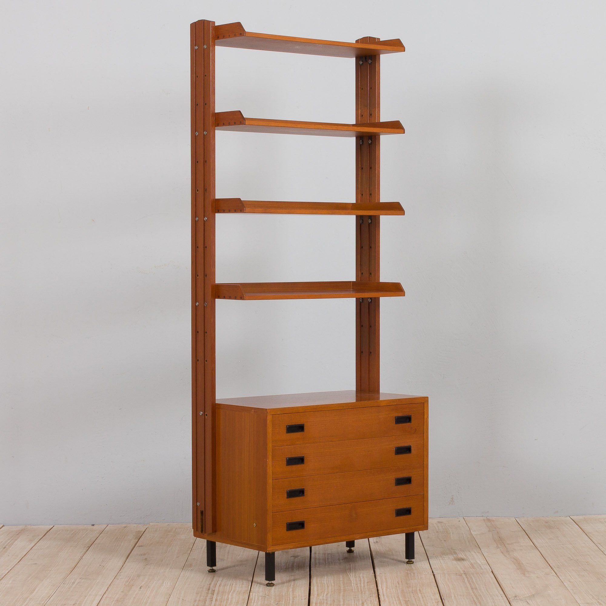 Italian teak free standing wall unit 1970s