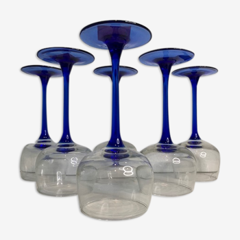 Lot de 6 verres à pied vin Alsace Luminarc bleu saphir