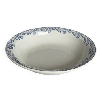 Large round salad bowl, antique blue St-Amandinoise ironstone plate.