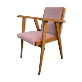 Scandinavian-style retro chair - pink velvet