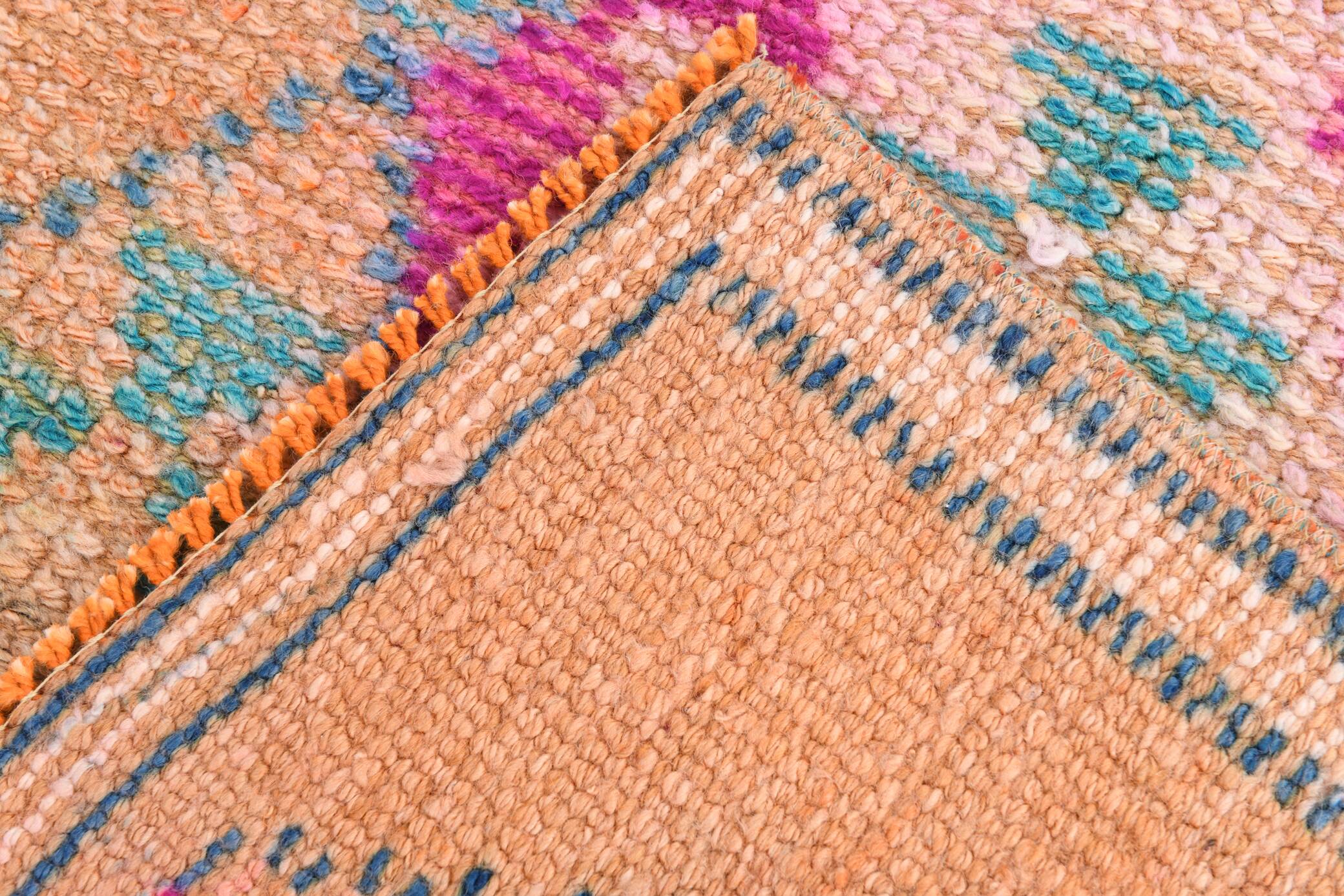 2x12 Rug For Kitchen Orange Herki Vintage Runner Rug, 73x369Cm