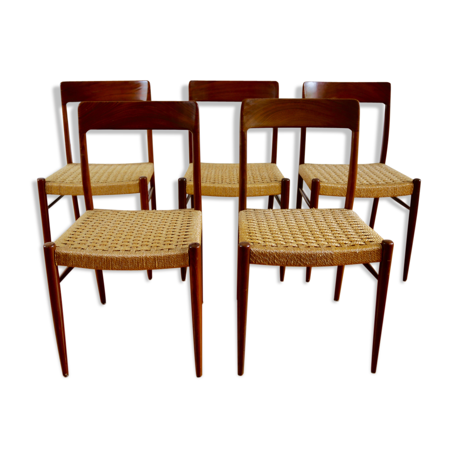 Chairs Scandinavian teak and rope 60 years