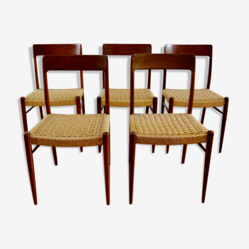 Chairs Scandinavian teak and rope 60 years