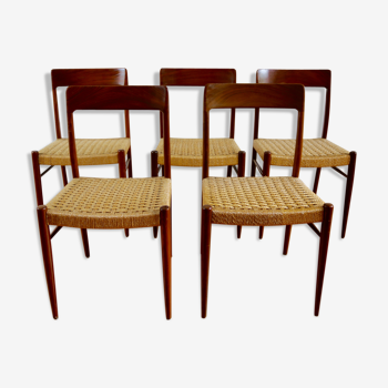 Chaises scandinave teck et corde années 60