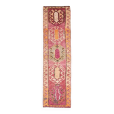 Tapis Couloir en laine et coton turc noué à la main des années 1970, 87x294.