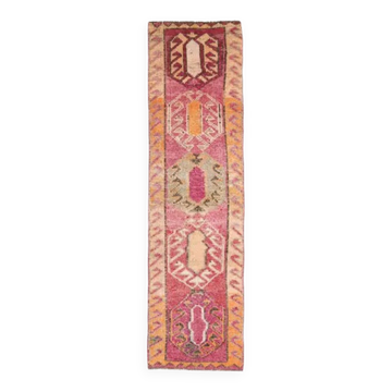 Tapis Couloir en laine et coton turc noué à la main des années 1970, 87x294.