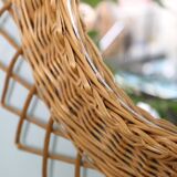 Large vintage mirror, round with wicker frame