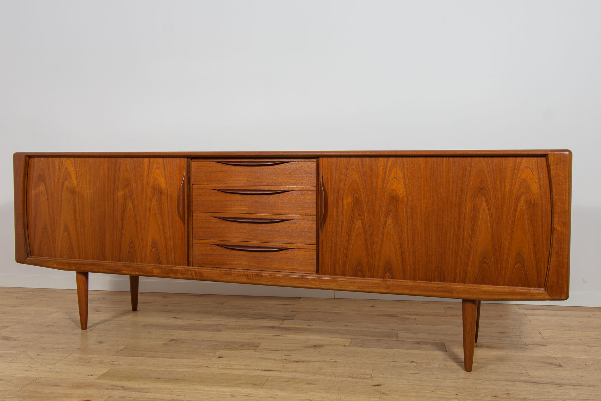 Mid-Century Large Teak Tambour Door Sideboard, Denmark, 1960s