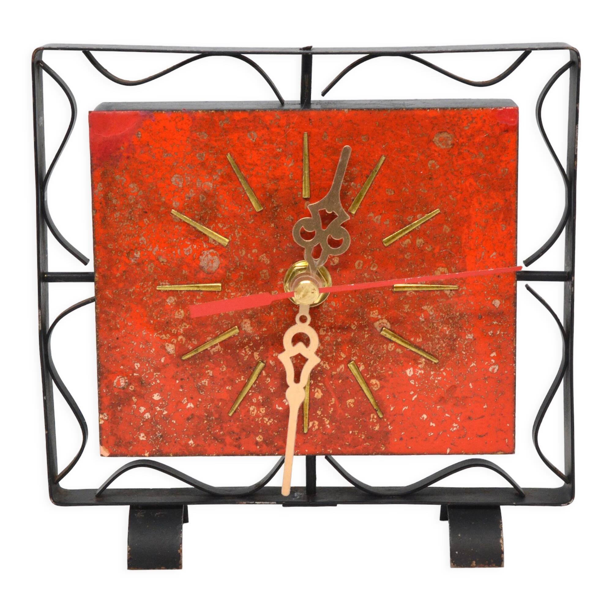 1970s modern electric fireplace clock VEB Elektrobau Greiz, Germany