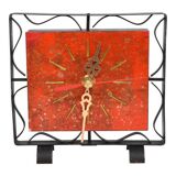 1970s modern electric fireplace clock VEB Elektrobau Greiz, Germany