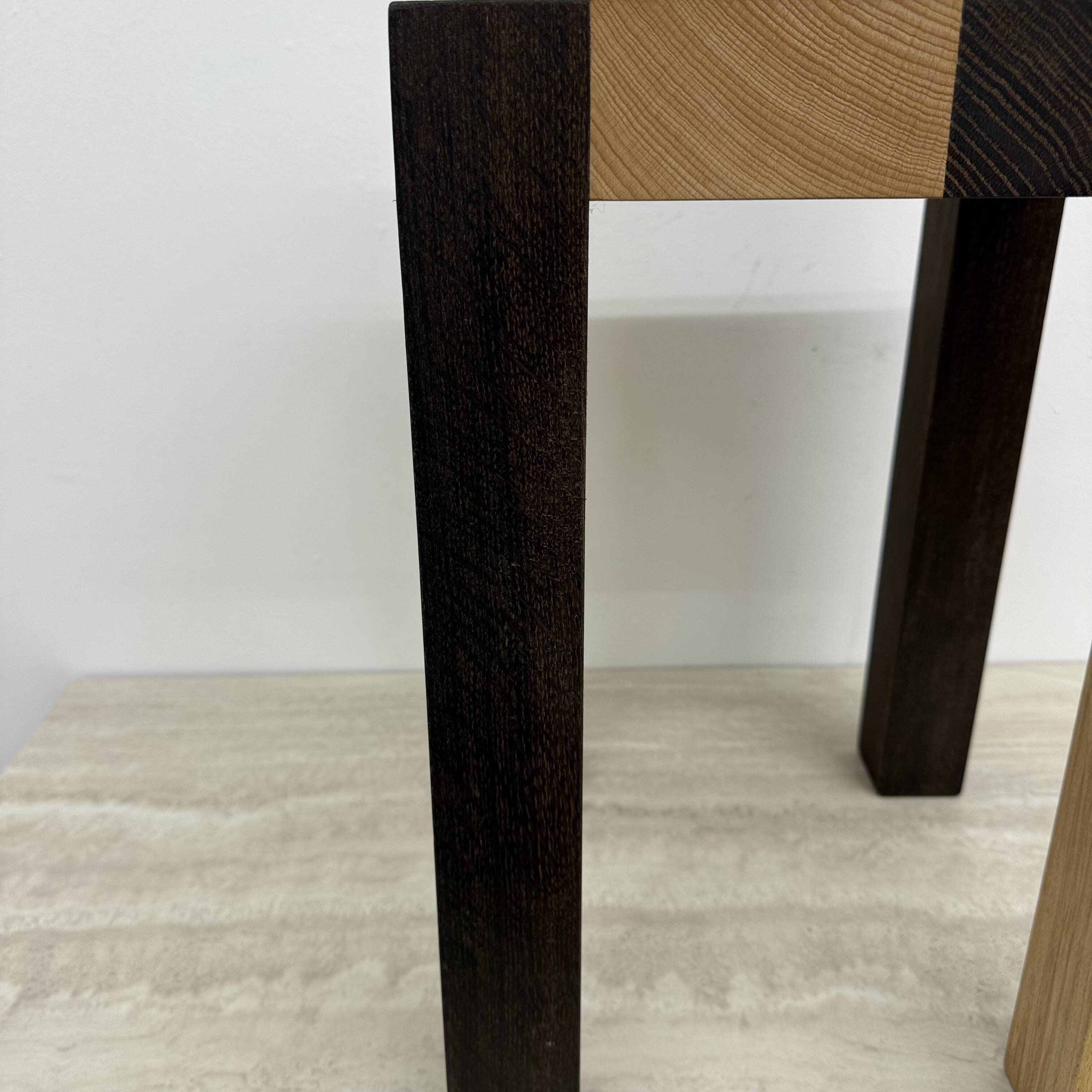 Vintage solid wooden side table chess style , 1970s