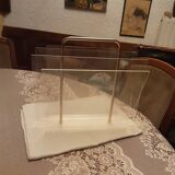 Plexiglass and gold steel magazine rack from the 70s