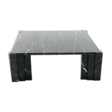 Large italian modern black marble coffee table 1970s