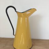 Mustard yellow enamelled sheet metal pitcher
