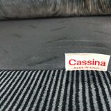 Maralunga 2seater sofa in dark grey striped fabrics by Vico Magistretti for Cassina