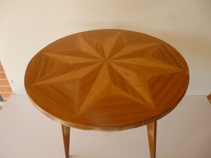 Table low tripod vintage inlaid