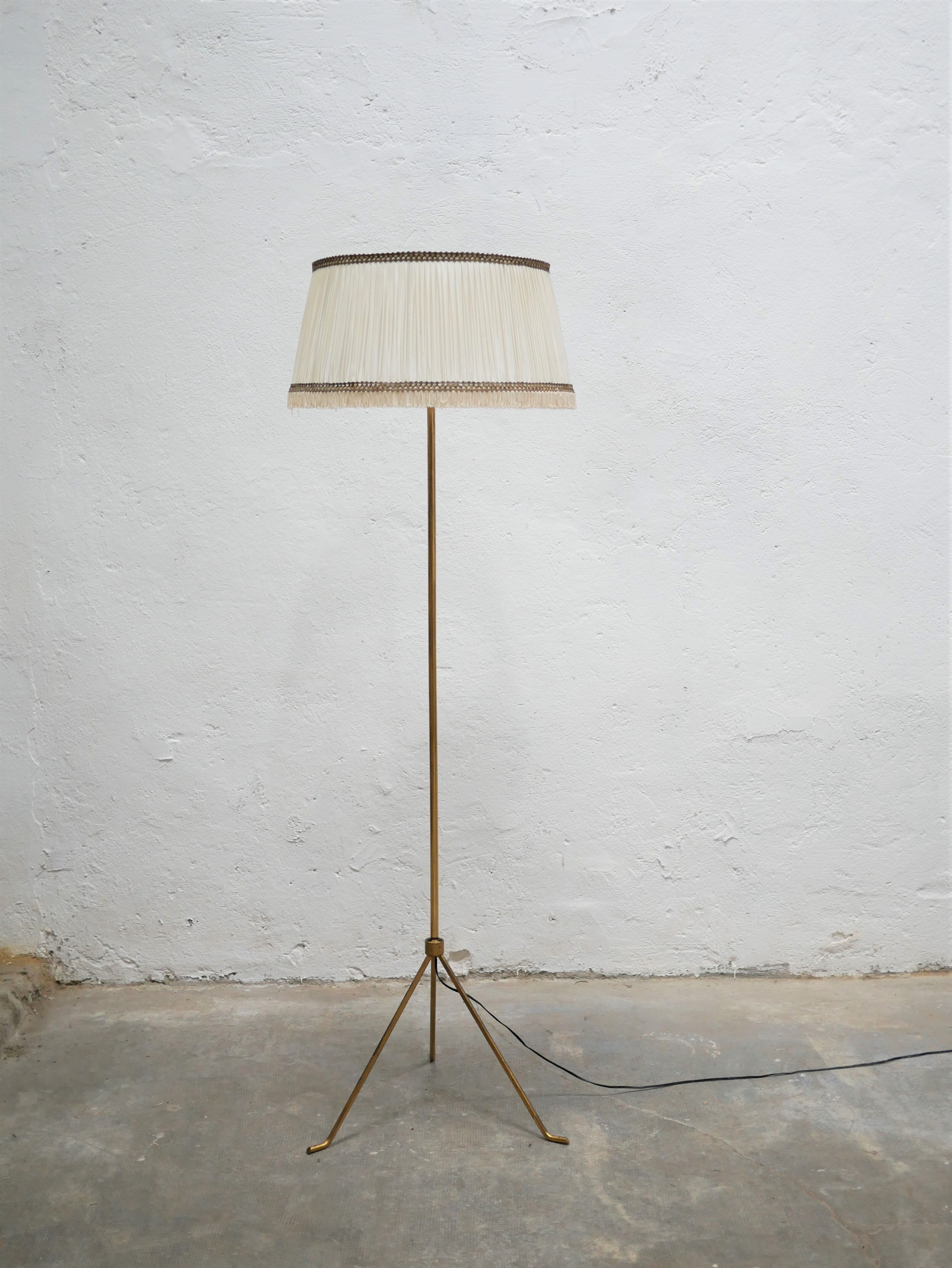 Vintage brass tripod floor lamp