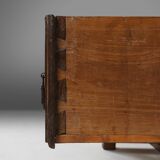 Table console espagnole ancienne en bois de chêne, avec 2 grands tiroirs du 18ème siècle.