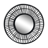 Round black rattan mirror