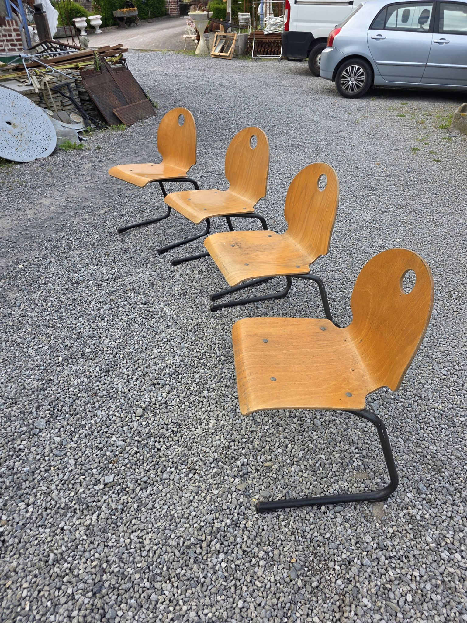 4 vintage school chairs from the 70s
