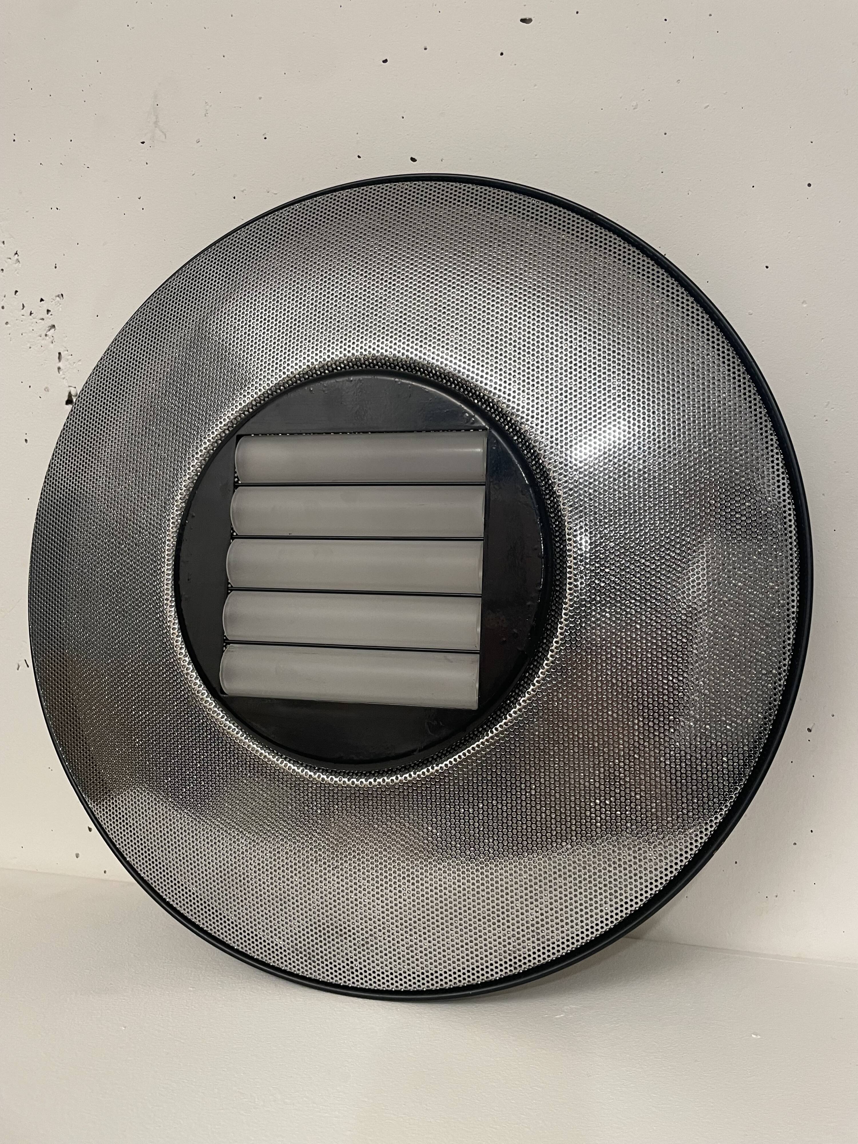 Ceiling light, metal and glass wall light, 1980