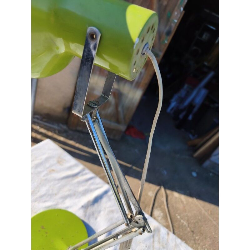 Lampe vintage métal vert et chrome