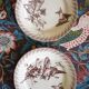 2 antique dessert plates, iron earth, "Buffon" décor, Sarreguemines