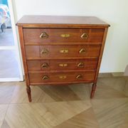 Art Deco chest of drawers - 4 drawers - locks - checkered wood veneer top - 50s